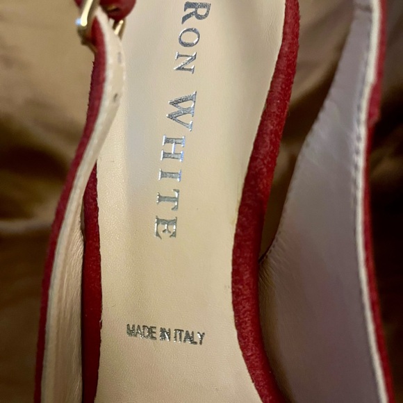 NWOT, Ron White Shoes, cashmere suede red sling blacks with crystals, size 36 - Picture 5 of 7